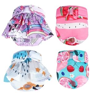 XPCARE Washable Reusable Dog Diapers, 4 Packs Animals & Fruits Patterns XL NEW